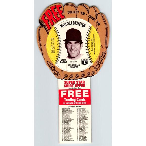 Pepsi-Cola Baseball Trading Card 1977 Steve Garvey Los Angeles Dodgers MLB Trade - Picture 1 of 2